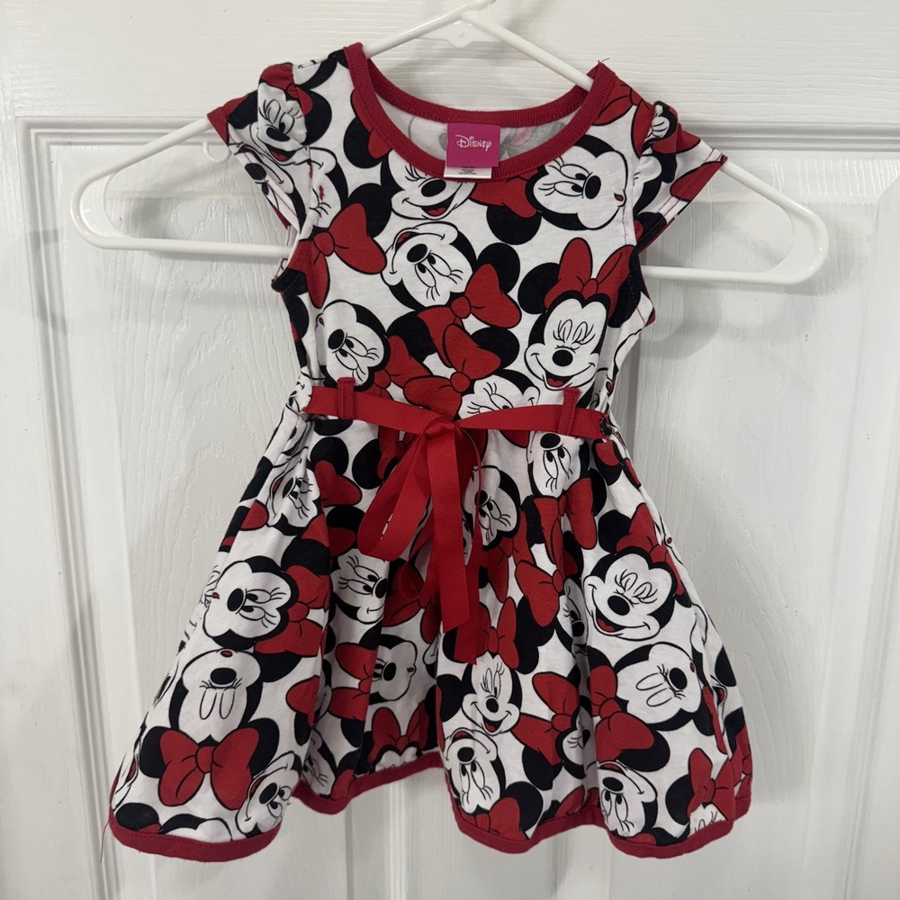 Disney Minnie Mouse Red and Black 12month Dress With Red Tulle Underskirt